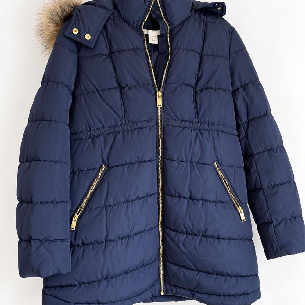 H&M MAMA navy maternity puffer coat โข size M